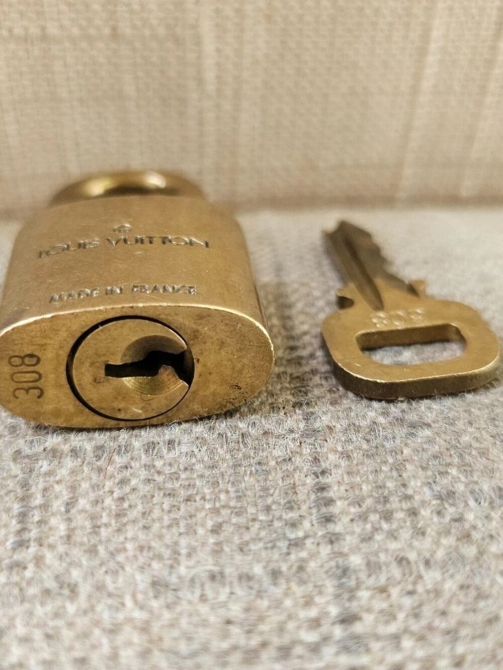 Vintage Louis Vuitton Key Lock Pendant Necklace Gold Tone Padlock Made in France - Picture 2 of 12